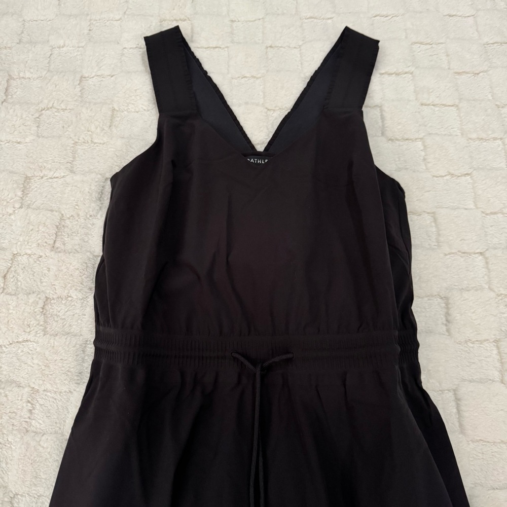 Athleta Activewear Black Savannah Strap Tennis Dress, Sleeveless V-Neck, Small - Picture 4 of 5